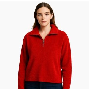 Alfred Dunner Red Quarter Zip WomensSweater Plus Sz 2X